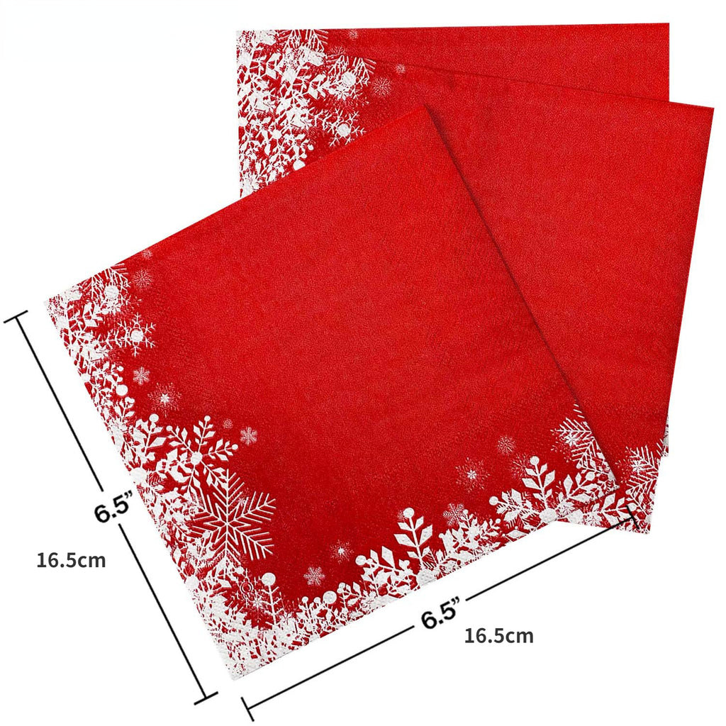 Serviettes de Noël « Flocons » – Rouge (x20)