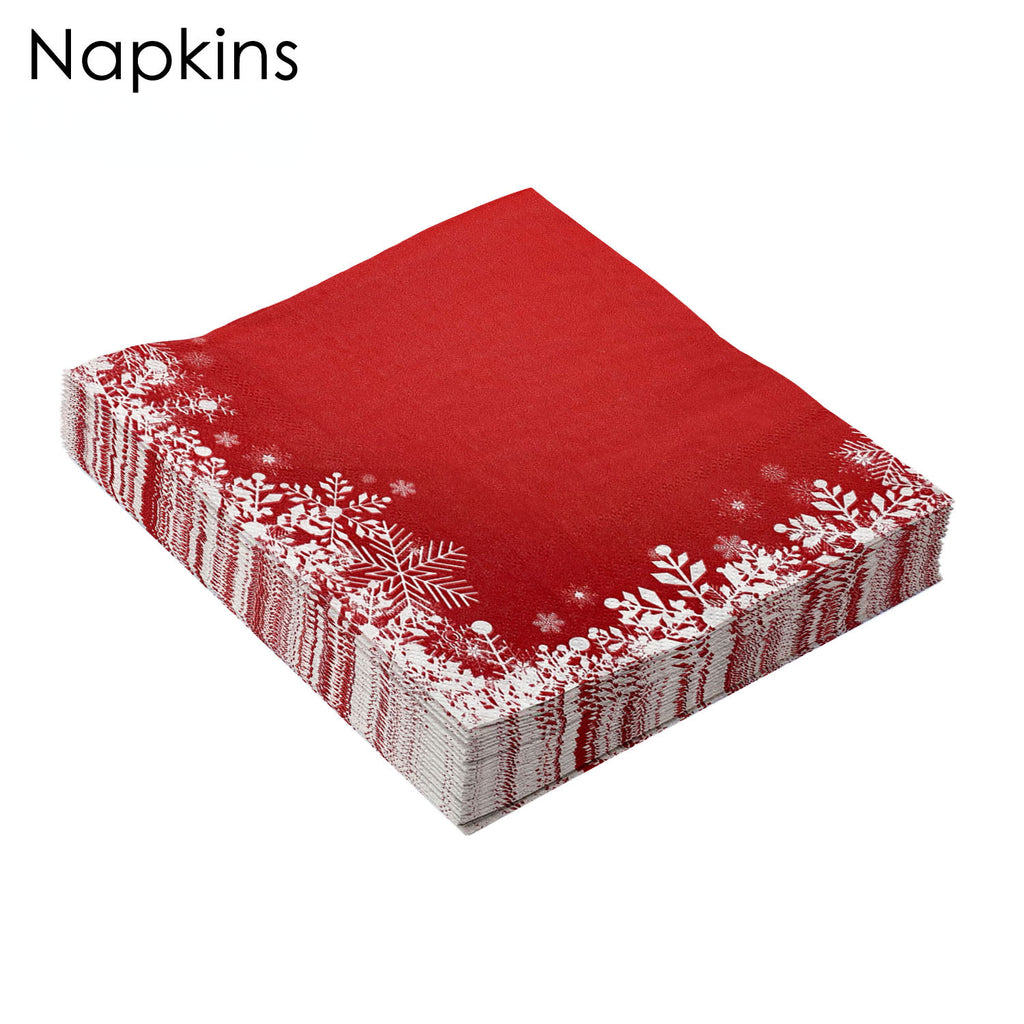 Serviettes de Noël « Flocons » – Rouge (x20)