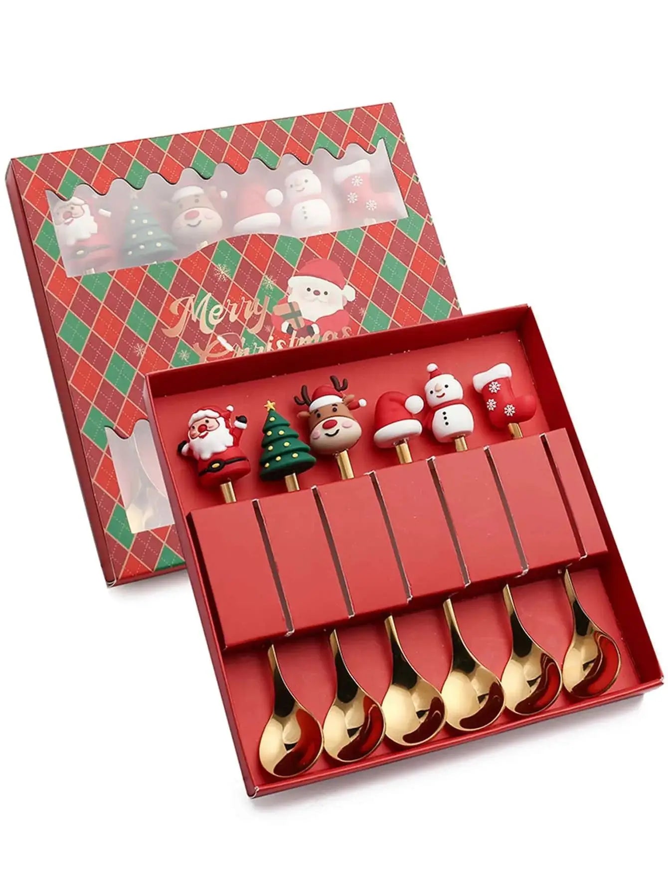 Coffret Cuillères & Fourchettes de Noël en Inox – 2/4/6 pièces (Café, Thé & Desserts)