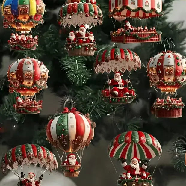 Lot de 10 Suspensions Montgolfières Rétro