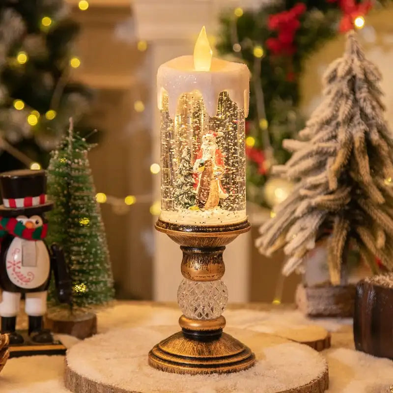 Bougie de Noël rotative à paillettes – effet cascade d’eau, sans flamme