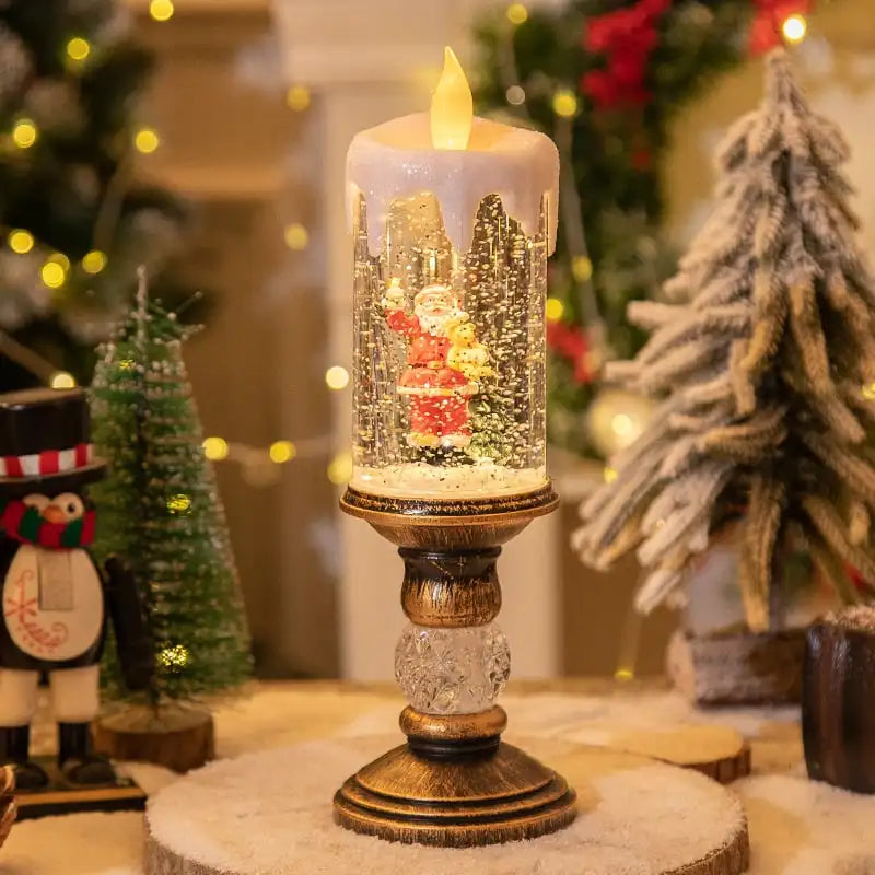 Bougie de Noël rotative à paillettes – effet cascade d’eau, sans flamme