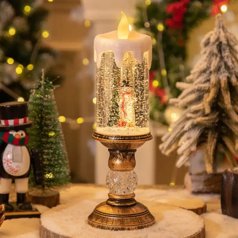 Bougie de Noël rotative à paillettes – effet cascade d’eau, sans flamme