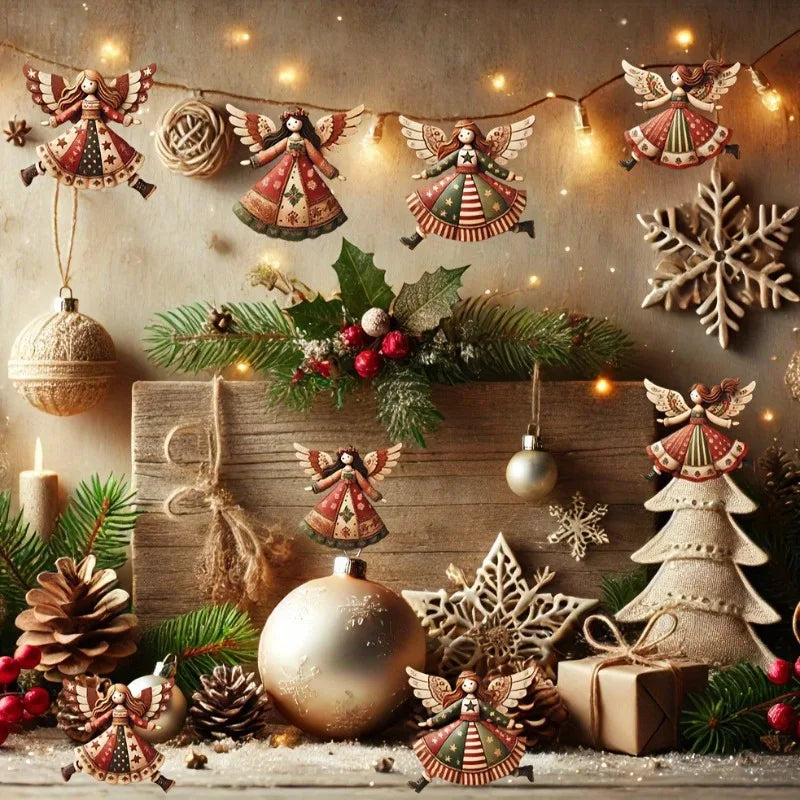 Lot de 4 Anges en Bois