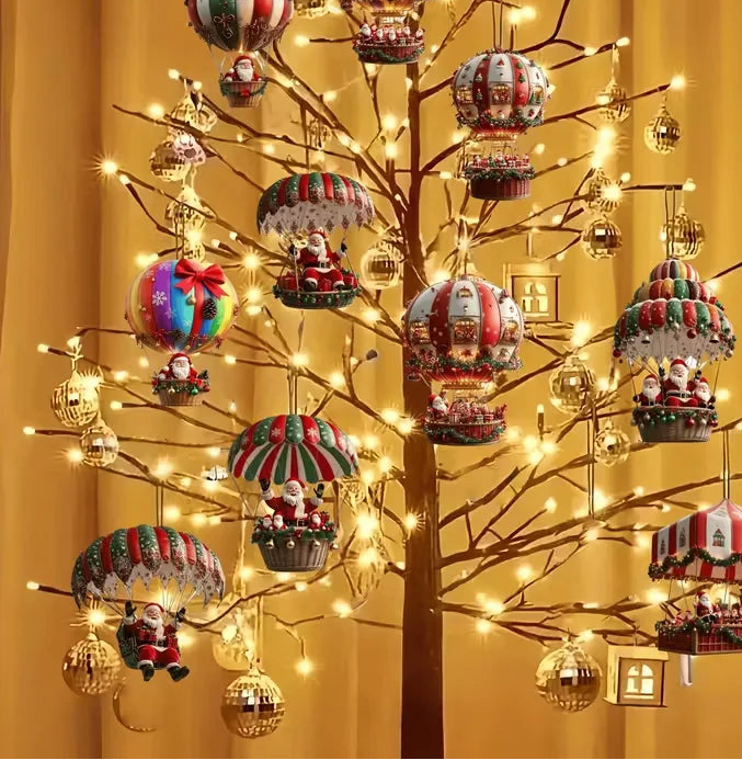 Lot de 10 Suspensions Montgolfières Rétro