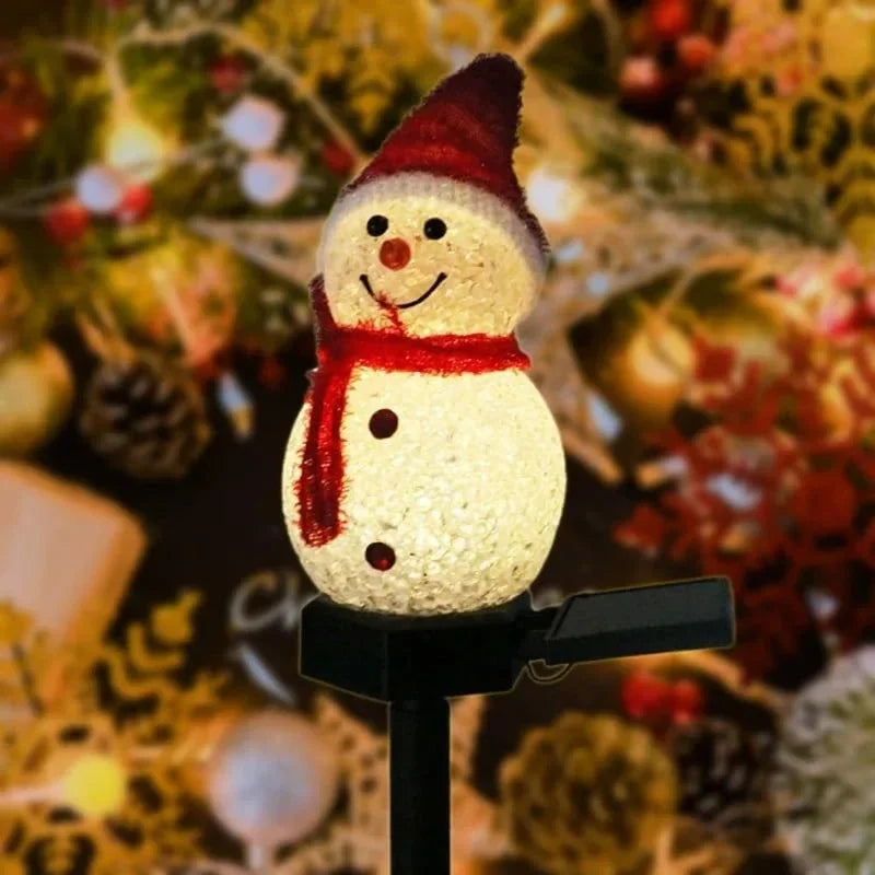 Lampe solaire bonhomme de neige