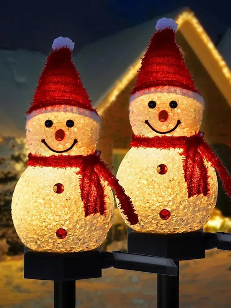 Lampe solaire bonhomme de neige