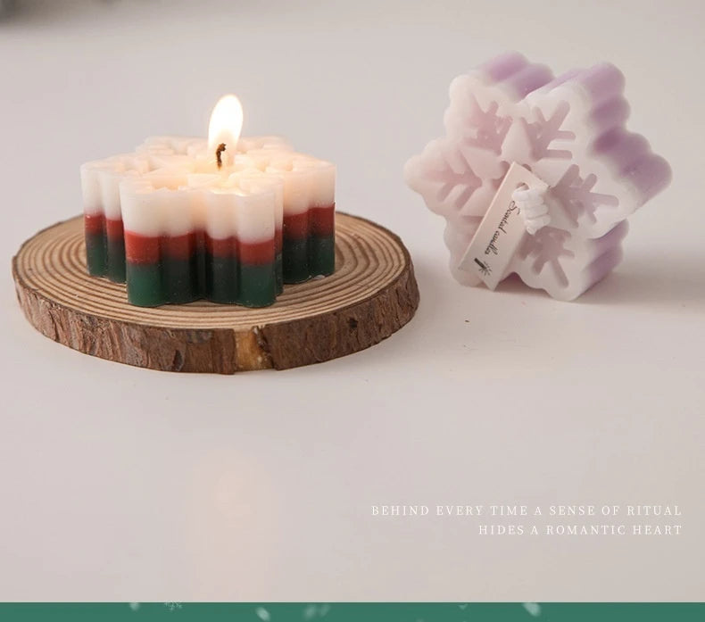 Bougie de Noël « Flocon » déco artisanale