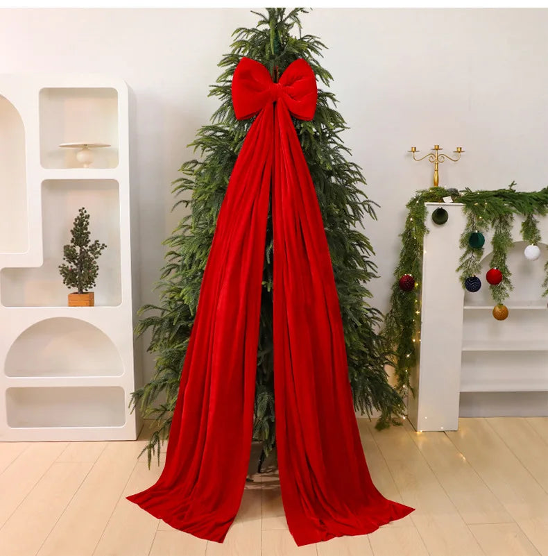 Grand Nœud de Noël Rouge en Velours